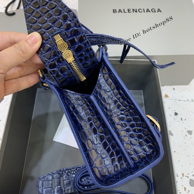 Balenciaga專櫃爆款鱷魚紋海軍藍色手袋手提包 638512 巴黎世家小號Neo Classic機車包 fyj1439